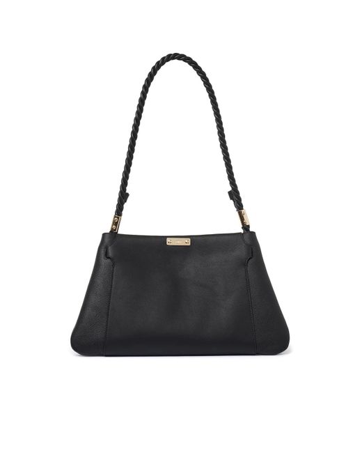 Chloé Leather Medium Key Bag In Grained And Shiny Calfskin in Black - Lyst