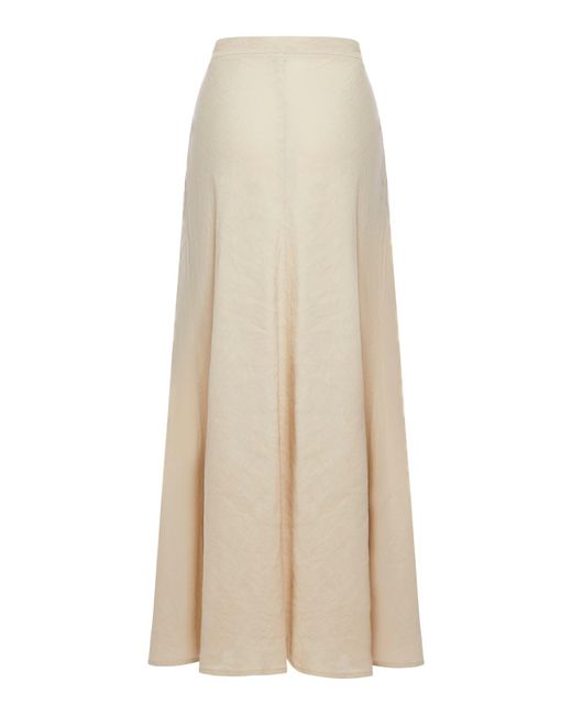 120% Lino White Long Skirt In Linen