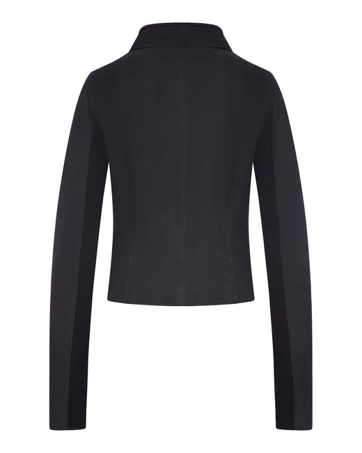 Rick Owens Blue Biker Jacket With Wide Wrap Collar