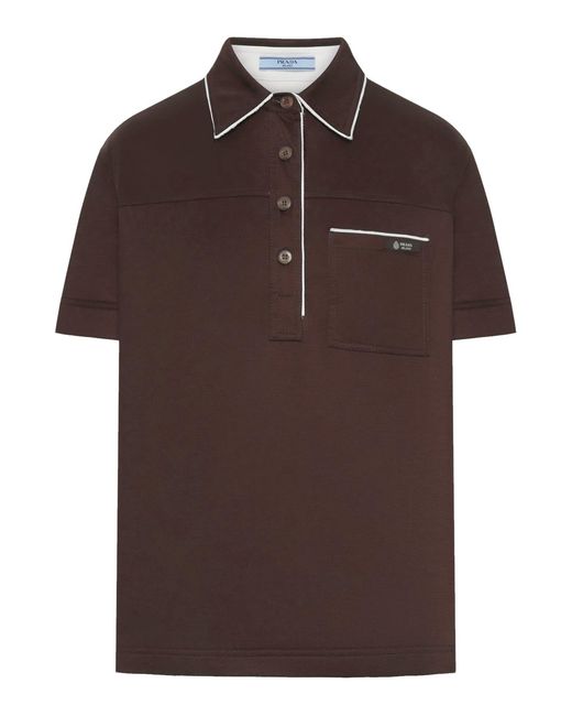 Prada Brown Polo Shirt In Scottish Thread