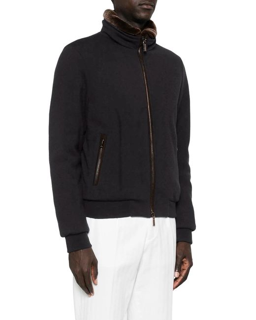 Moorer Black Bellati Bomber Jacket for men