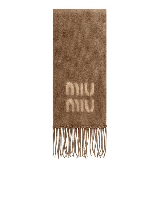 Miu Miu Natural Scarf With Logo