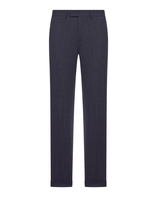 PT Torino Blue Tailored Trousers for men