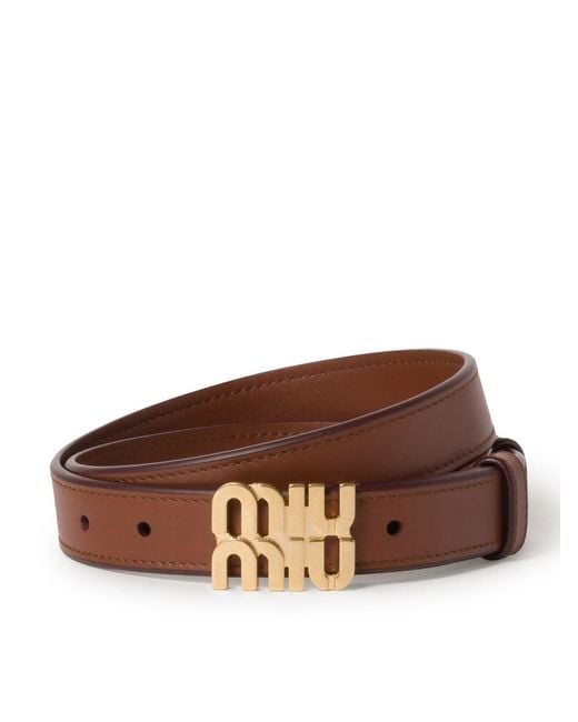 Miu Miu Brown City Leather Belt