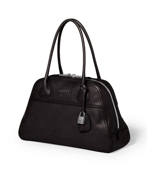 Miu Miu Black Vivant Medium Leather Bag