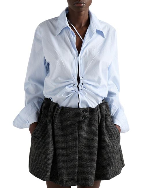 Prada Gray Vichy Pattern Mouliné Wool Mini Skirt