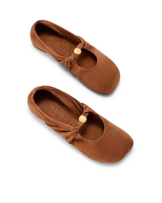 Loewe Brown Pebble Soft Ballet Flats