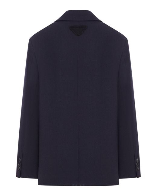 Prada Blue Single-Breasted Wool Jacket