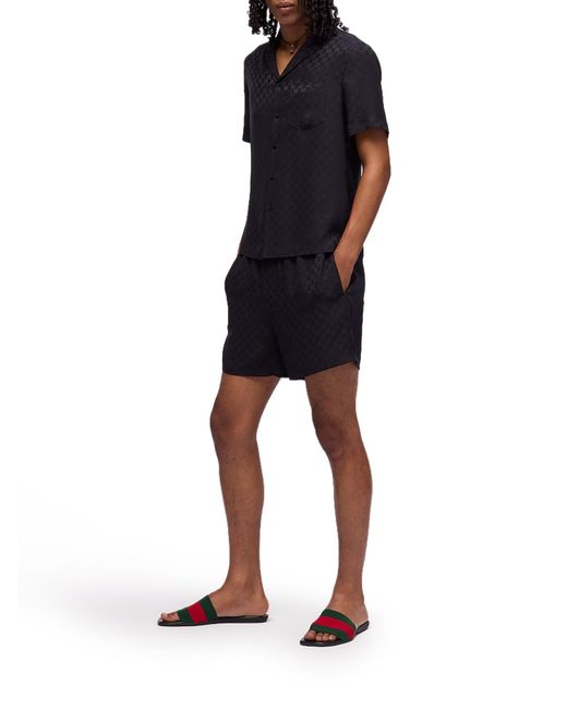 Camicia in seta jacquard gg di Gucci in Black da Uomo