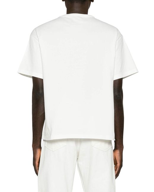 T-shirt in cotone con ricamo pegaso di Etro in White da Uomo