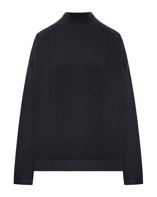 Transit Blue Wool Blend High Neck Sweater