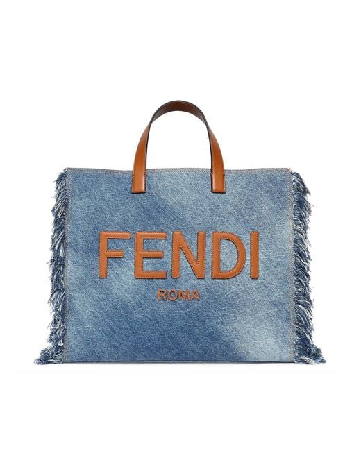 Fendi Blue Denim Bag With Fringe for men