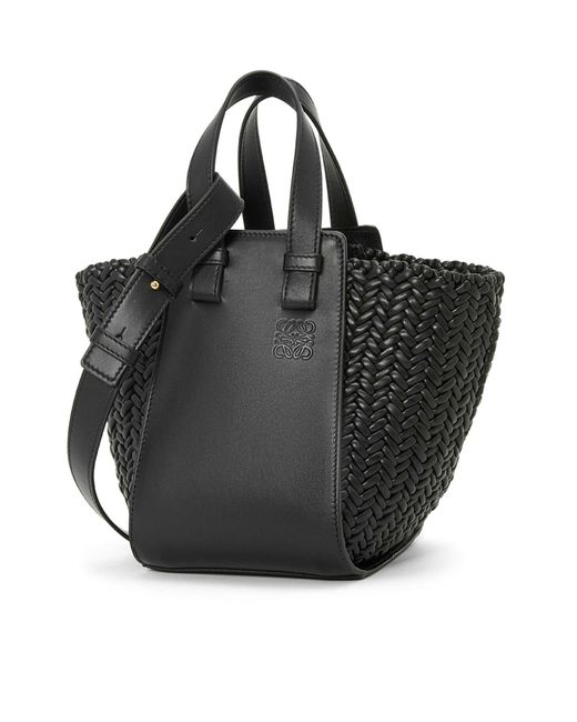 Loewe Black Compact Hammock Bag In Calfskin