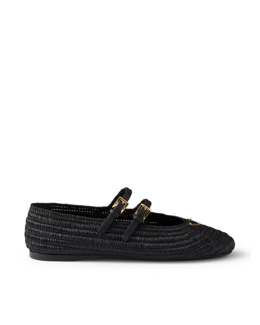 Prada Black Crochet Ballerinas
