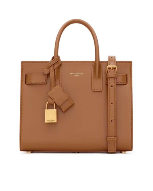 Saint Laurent Brown Smooth Leather Sac De Jour Bag