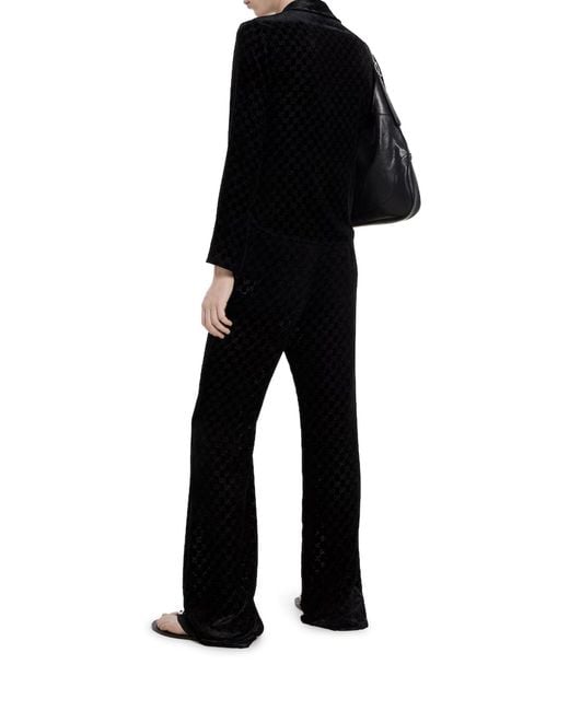 Gucci Blue Gg Stretch Dãvorã Velvet Trousers for men