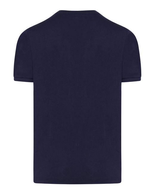 Paul & Shark Blue T-shirt In Cotone Organico Con Stampa for men