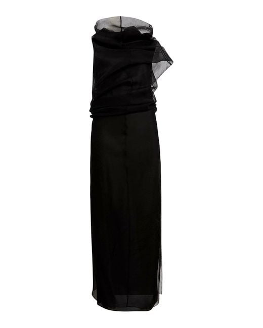 Abito lungo in organza di seta di Khaite in Black