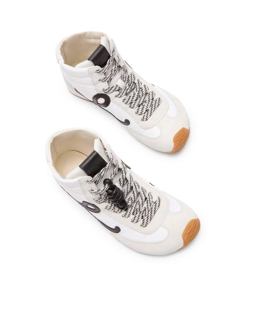 Sneaker alte ballet runner 2.0 in nylon e pelle di vitello di Loewe in White