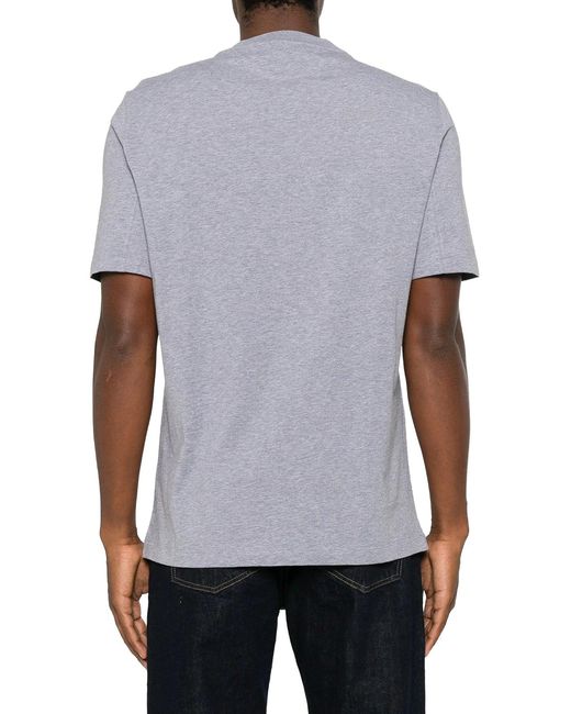 Brunello Cucinelli Gray Cotton T-shirt With Contrasting Logo Print for men