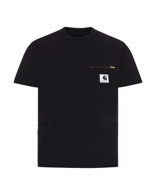 SACAI X CARHARTT WIP Black Cotton Jersey T-shirt for men