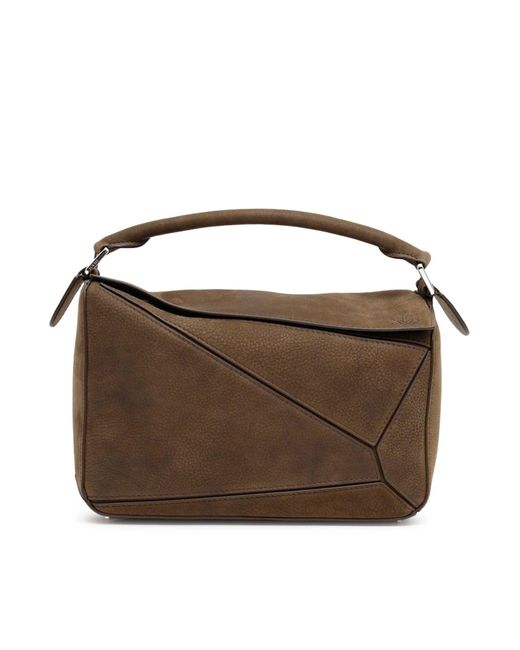 Borsa puzzle piccola in nabuk di Loewe in Brown