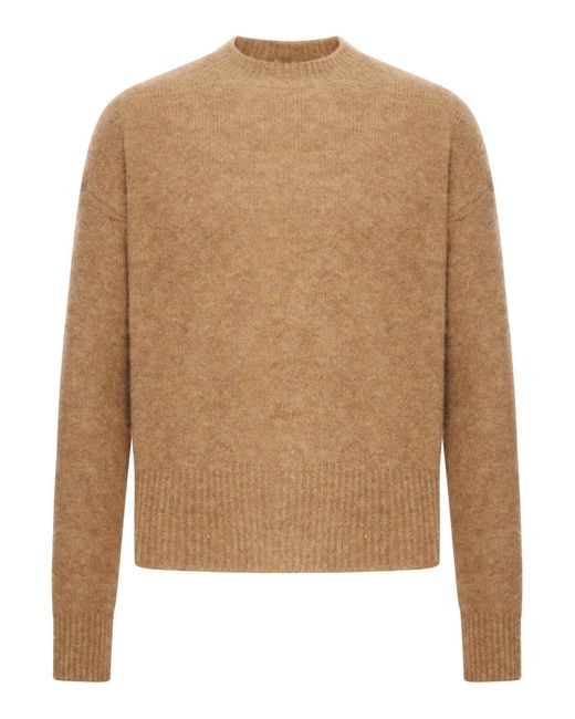 Ami Paris Men's Brown Crew Neck Alpaca Wool Sweater