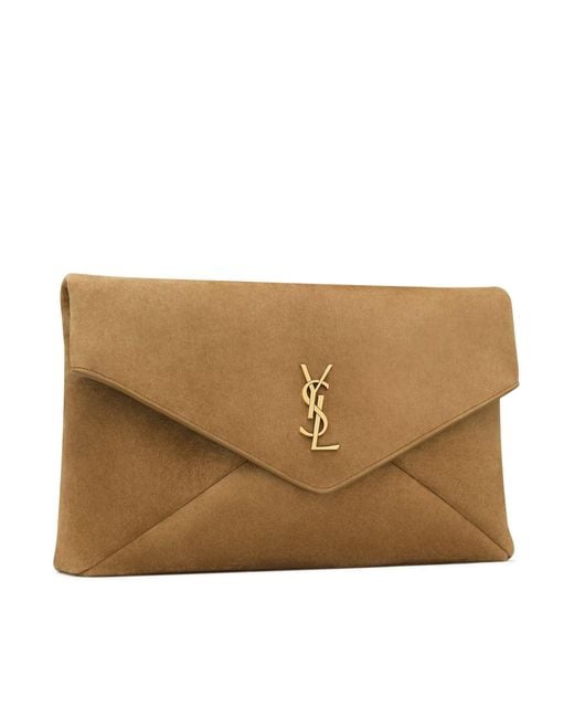 Saint Laurent Brown Large Cassandre Envelope Clutch