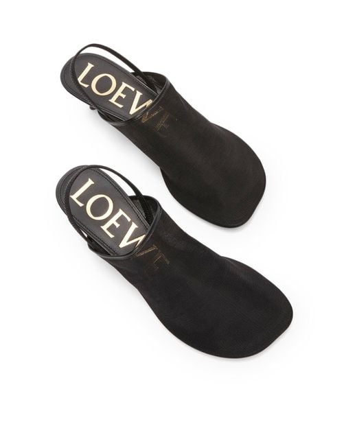 Loewe Black Petal Mesh Slingback Heel Sandals