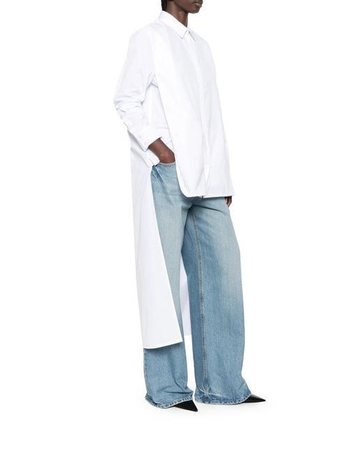 Alaïa White Asymmetric Cotton Poplin Shirt