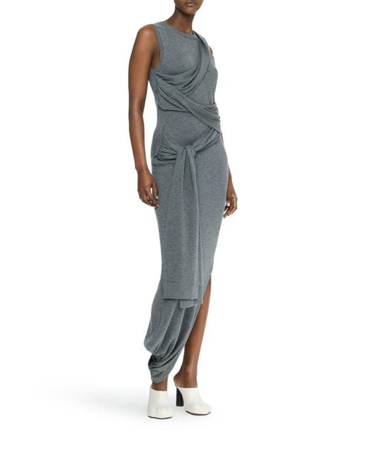 Abito midi in misto lana merino con dettaglio sul fronte di J.W. Anderson in Gray