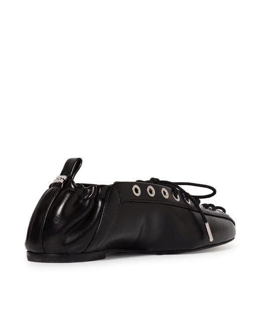 Ganni Black Oleatex Lace-Up Ballet Flats