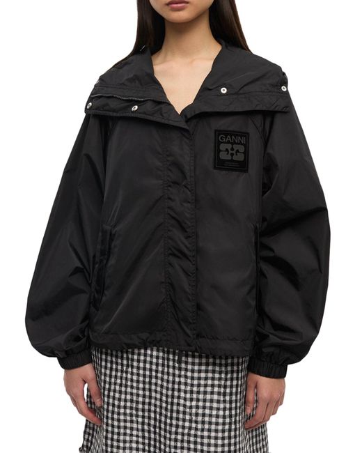 ジャケット NYLON JACKET WITH GANNI LOGO PATCH Ganni Nylon Jacket With Logo Patch in Blue | Lyst UK