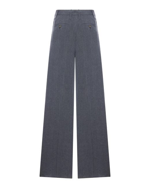 Lardini Blue Tailored Pinstripe Linen Palazzo Trousers With Belt for men
