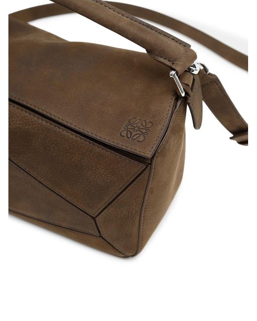 Borsa puzzle piccola in nabuk di Loewe in Brown