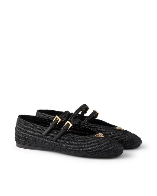 Prada Black Crochet Ballerinas