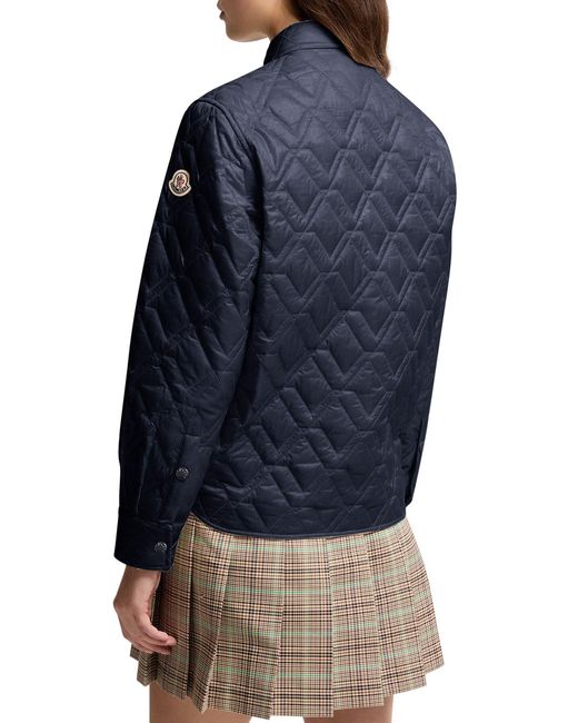 Moncler Blue Diamond Quilted Padded Shirt Jacket