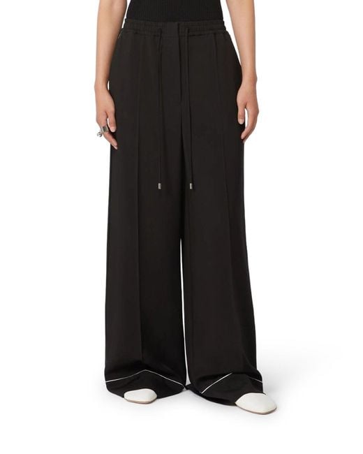 Sportmax Black Satin Rivet Jogger Pants