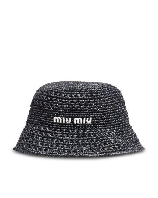 Miu Miu Black Woven Fabric Hat