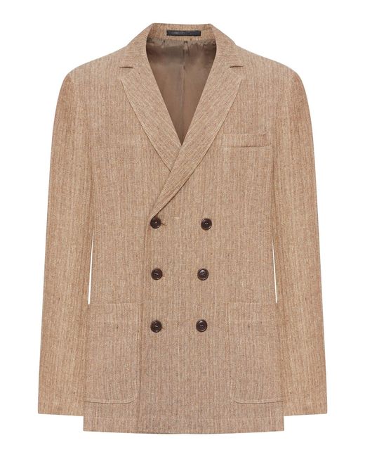 Giorgio Armani Natural Double-Breasted Linen Blazer for men