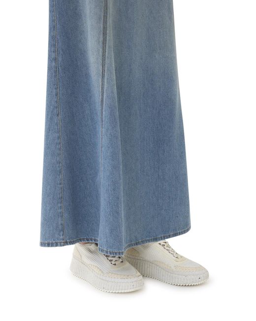 Chloé Blue Embroidered Denim Maxi Dress - Women's - Linen/flax/cotton