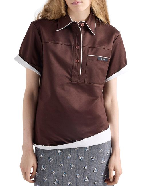 Prada Brown Polo Shirt In Scottish Thread