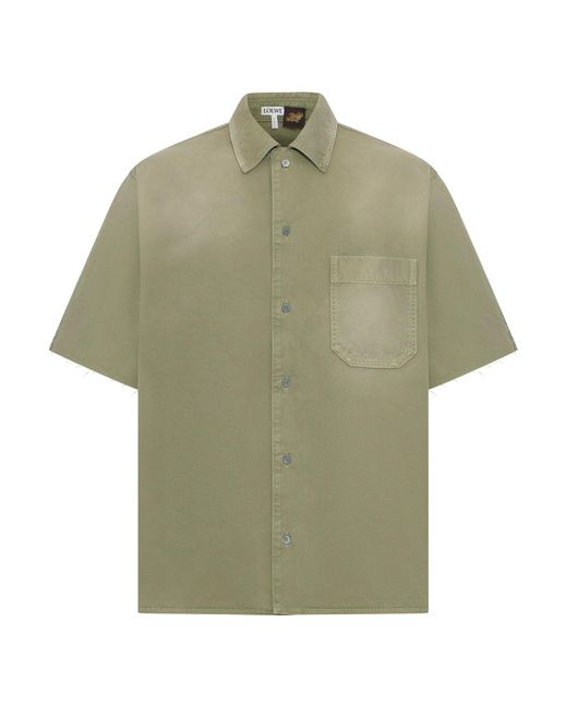 Camicia a maniche corte anagram in cotone di Loewe in Green da Uomo