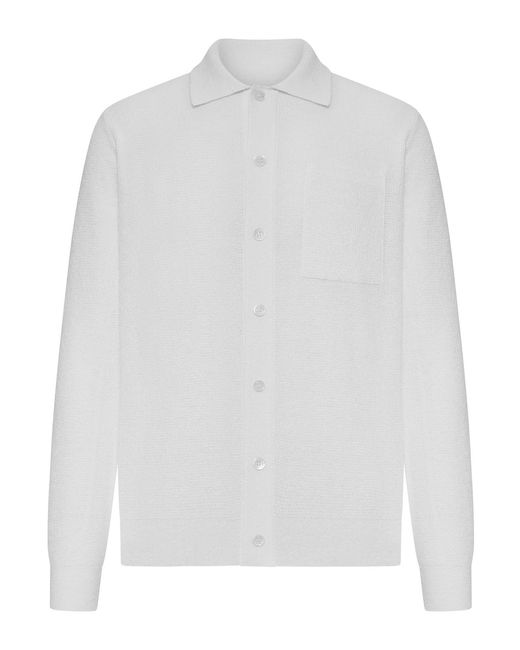Roberto Collina White Military Stitch Cotton And Linen Blend Shirt for men