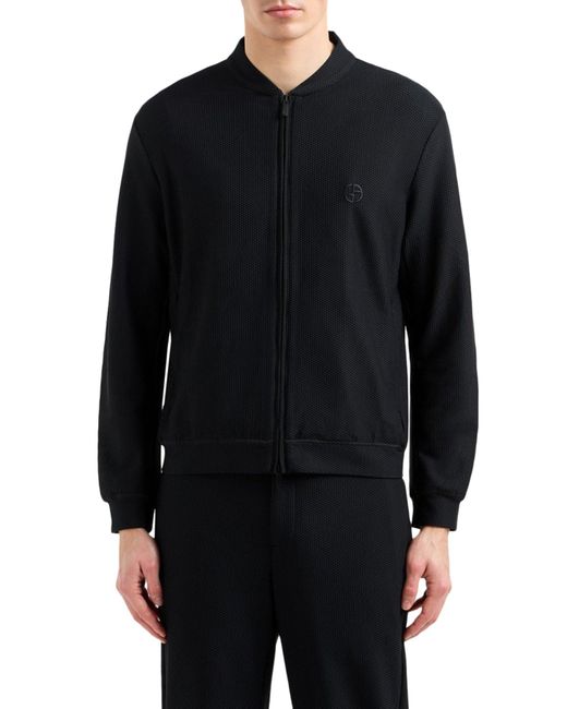 Blouson in jersey double di micro modal di Giorgio Armani in Blue da Uomo