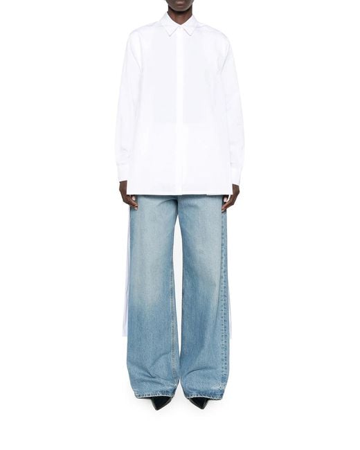 Alaïa White Asymmetric Cotton Poplin Shirt