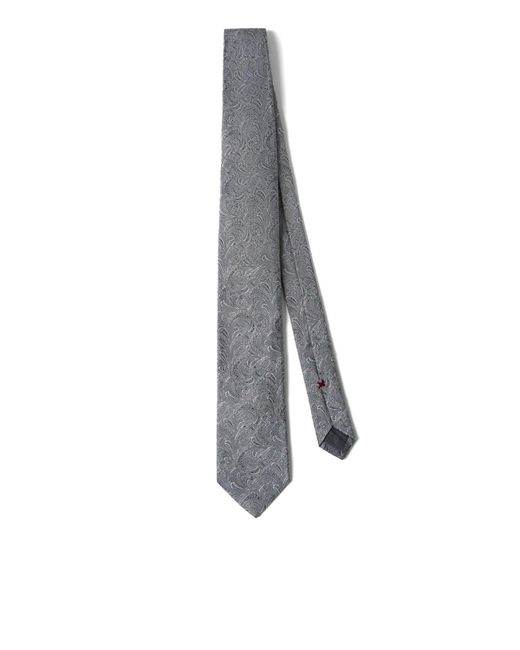 Cravatta con effetto jacquard di Brunello Cucinelli in White da Uomo