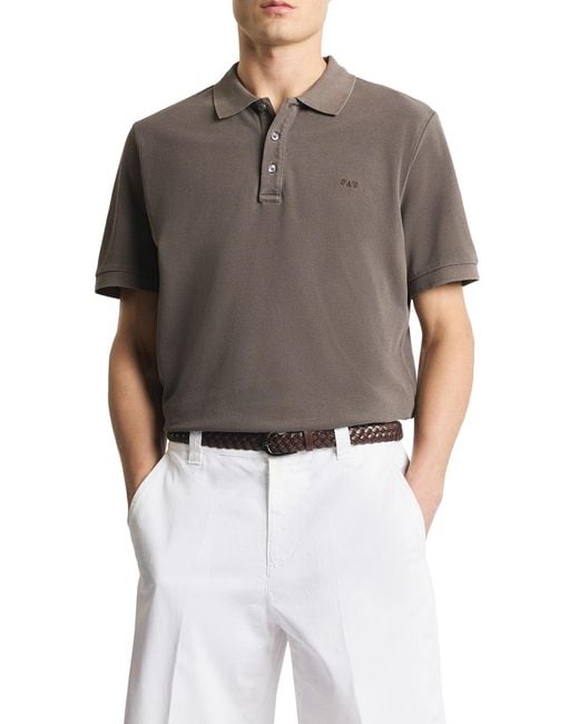 Fay Gray Cotton Piquet Polo Shirt for men