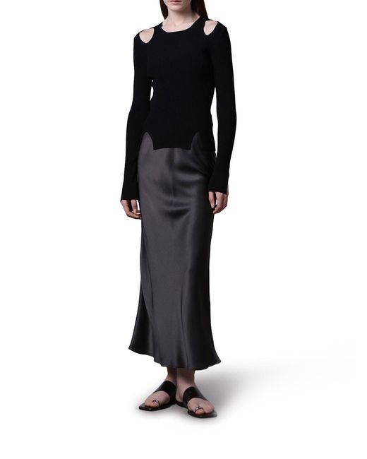 Roberto Collina Blue Ribbed Sweater With Cut-out Inserts