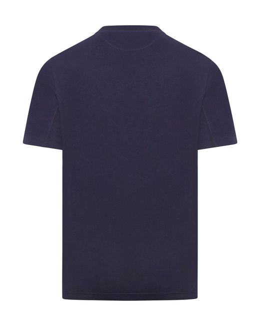 T-shirt in cotone con stampa logo di Brunello Cucinelli in Blue da Uomo
